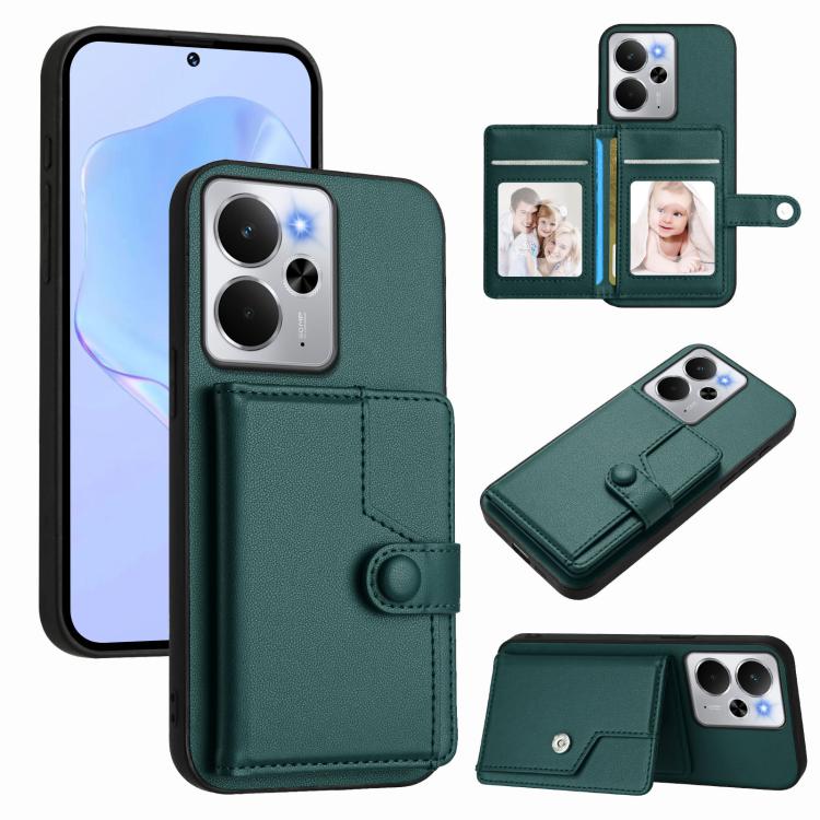 Button Card Bag RFID Anti-theft Phone Case, For Realme 14, For Realme 14 Pro+, For Realme 14 Pro, For Realme 13 Pro / 13 Pro+ 5G, For Realme GT Neo6 SE, For Realme 12 Pro+ / 12 Pro, For Realme 12+ 5G / P1 5G