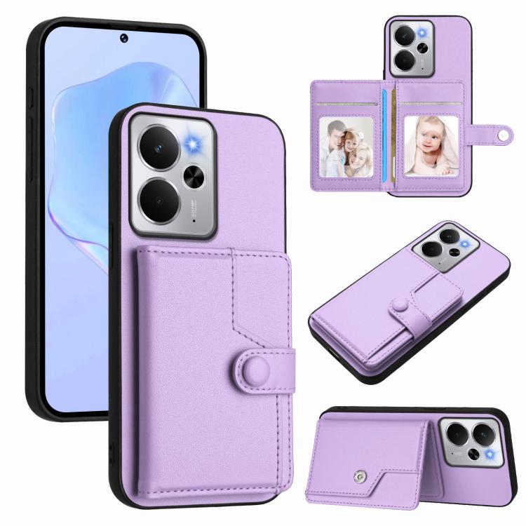 Button Card Bag RFID Anti-theft Phone Case, For Realme 14, For Realme 14 Pro+, For Realme 14 Pro, For Realme 13 Pro / 13 Pro+ 5G, For Realme GT Neo6 SE, For Realme 12 Pro+ / 12 Pro, For Realme 12+ 5G / P1 5G
