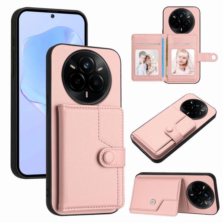 Button Card Bag RFID Anti-theft Phone Case, For Realme 14, For Realme 14 Pro+, For Realme 14 Pro, For Realme 13 Pro / 13 Pro+ 5G, For Realme GT Neo6 SE, For Realme 12 Pro+ / 12 Pro, For Realme 12+ 5G / P1 5G
