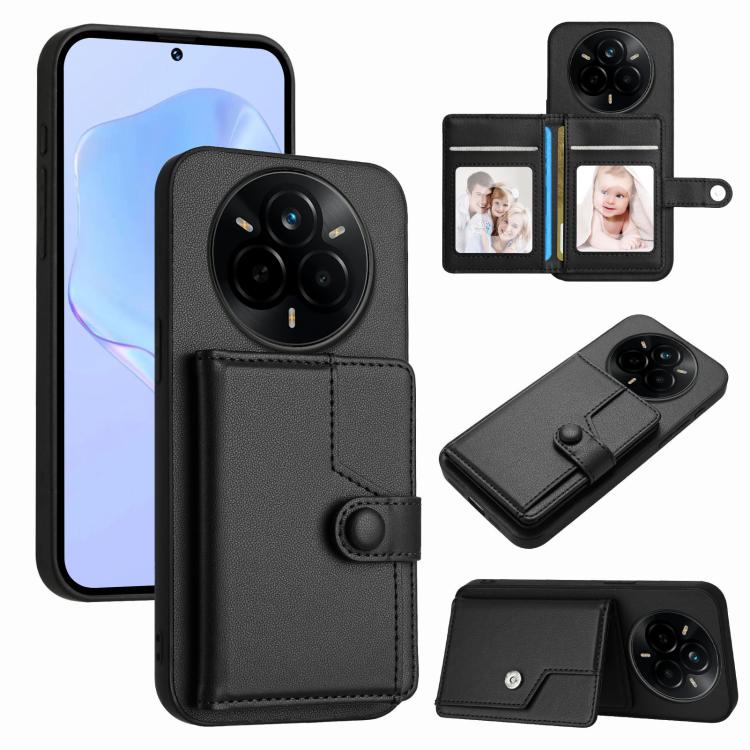 Button Card Bag RFID Anti-theft Phone Case, For Realme 14, For Realme 14 Pro+, For Realme 14 Pro, For Realme 13 Pro / 13 Pro+ 5G, For Realme GT Neo6 SE, For Realme 12 Pro+ / 12 Pro, For Realme 12+ 5G / P1 5G