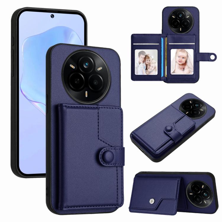 Button Card Bag RFID Anti-theft Phone Case, For Realme 14, For Realme 14 Pro+, For Realme 14 Pro, For Realme 13 Pro / 13 Pro+ 5G, For Realme GT Neo6 SE, For Realme 12 Pro+ / 12 Pro, For Realme 12+ 5G / P1 5G
