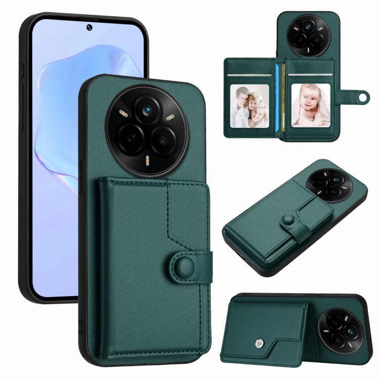 Button Card Bag RFID Anti-theft Phone Case, For Realme 14, For Realme 14 Pro+, For Realme 14 Pro, For Realme 13 Pro / 13 Pro+ 5G, For Realme GT Neo6 SE, For Realme 12 Pro+ / 12 Pro, For Realme 12+ 5G / P1 5G