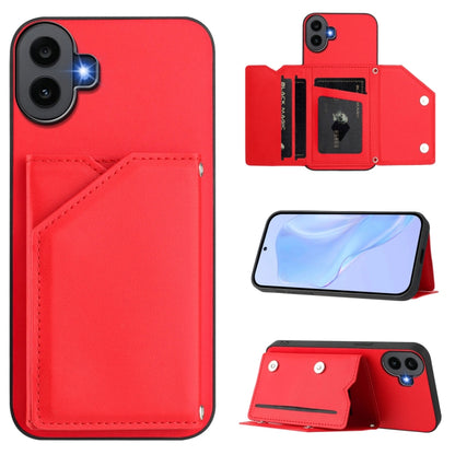 Skin Feel Four Card Slots Phone Case with Wrist Strap, For Nothing CMF Phone 2 Pro, For Nothing Phone 3a, For Nothing Phone 3a Pro, For Nothing CMF Phone 1, For Nothing Phone 2a