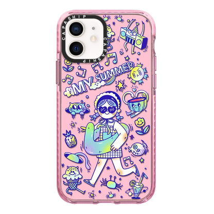 Simple Illustration Pattern Full Coverage Phone Case, For iPhone 13, For iPhone 13 mini, For iPhone 12