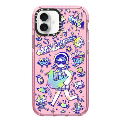 Simple Illustration Pattern Full Coverage Phone Case, For iPhone 16 Pro Max, For iPhone 16 Pro, For iPhone 16 Plus