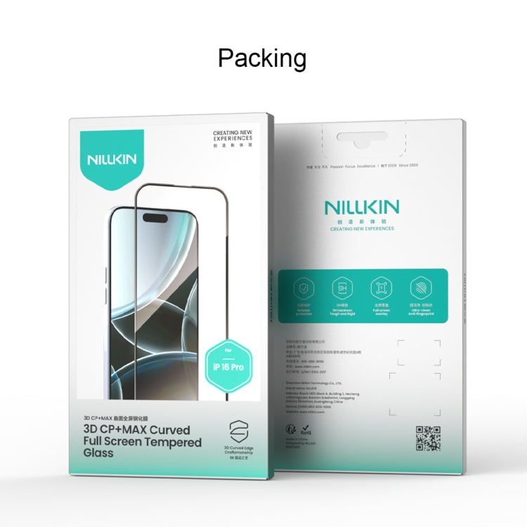 NILLKIN 3D CP+MAX Anti-Explosion Full Coverage Tempered Glass Film, For iPhone 16 Pro