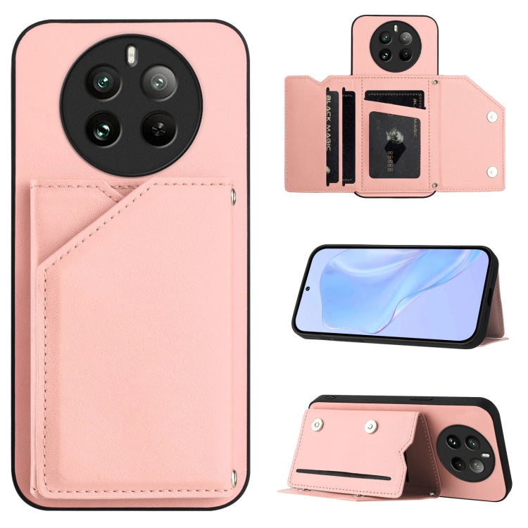 Skin Feel Four Card Slots Phone Case with Wrist Strap, For Realme 14, For Realme 14 Pro+, For Realme 14 Pro, For Realme 13 Pro / 13 Pro+ 5G, For Realme GT Neo6 SE, For Realme 12 Pro+ / 12 Pro, For Realme 12+ 5G / P1 5G