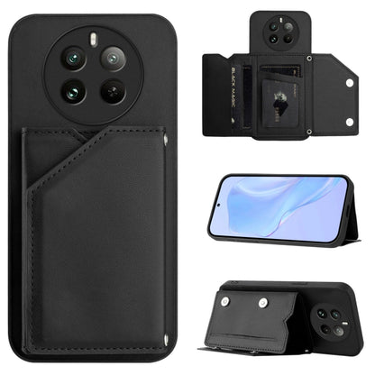Skin Feel Four Card Slots Phone Case with Wrist Strap, For Realme 14, For Realme 14 Pro+, For Realme 14 Pro, For Realme 13 Pro / 13 Pro+ 5G, For Realme GT Neo6 SE, For Realme 12 Pro+ / 12 Pro, For Realme 12+ 5G / P1 5G