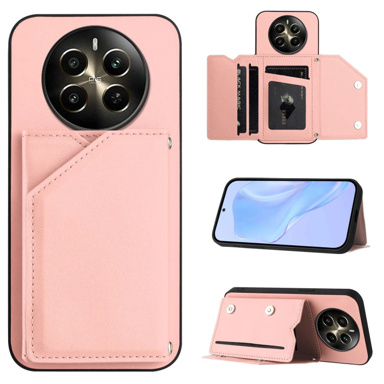 Skin Feel Four Card Slots Phone Case with Wrist Strap, For Realme 14, For Realme 14 Pro+, For Realme 14 Pro, For Realme 13 Pro / 13 Pro+ 5G, For Realme GT Neo6 SE, For Realme 12 Pro+ / 12 Pro, For Realme 12+ 5G / P1 5G