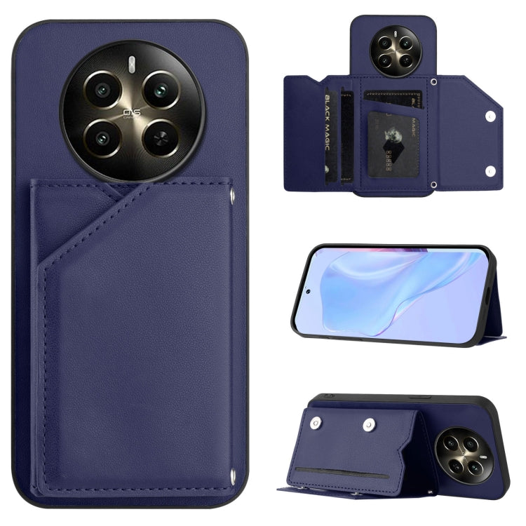 Skin Feel Four Card Slots Phone Case with Wrist Strap, For Realme 14, For Realme 14 Pro+, For Realme 14 Pro, For Realme 13 Pro / 13 Pro+ 5G, For Realme GT Neo6 SE, For Realme 12 Pro+ / 12 Pro, For Realme 12+ 5G / P1 5G