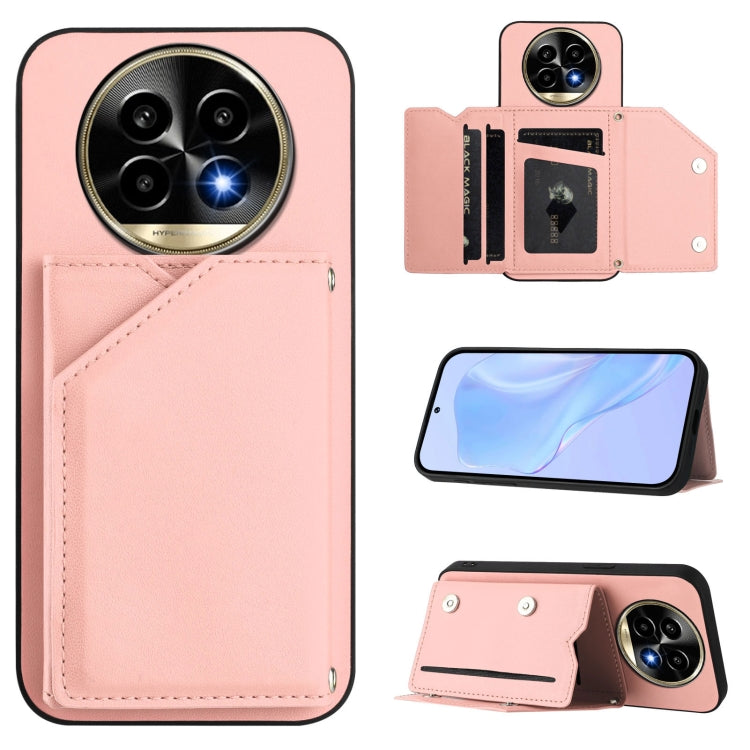 Skin Feel Four Card Slots Phone Case with Wrist Strap, For Realme 14, For Realme 14 Pro+, For Realme 14 Pro, For Realme 13 Pro / 13 Pro+ 5G, For Realme GT Neo6 SE, For Realme 12 Pro+ / 12 Pro, For Realme 12+ 5G / P1 5G