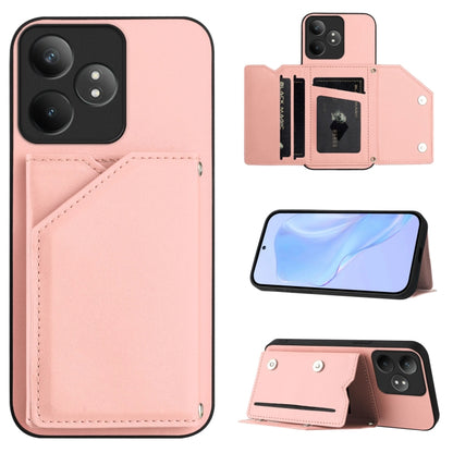Skin Feel Four Card Slots Phone Case with Wrist Strap, For Realme 14, For Realme 14 Pro+, For Realme 14 Pro, For Realme 13 Pro / 13 Pro+ 5G, For Realme GT Neo6 SE, For Realme 12 Pro+ / 12 Pro, For Realme 12+ 5G / P1 5G