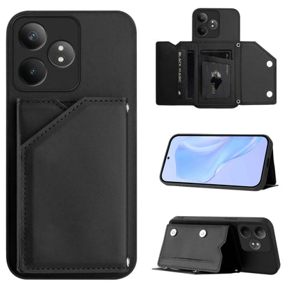 Skin Feel Four Card Slots Phone Case with Wrist Strap, For Realme 14, For Realme 14 Pro+, For Realme 14 Pro, For Realme 13 Pro / 13 Pro+ 5G, For Realme GT Neo6 SE, For Realme 12 Pro+ / 12 Pro, For Realme 12+ 5G / P1 5G