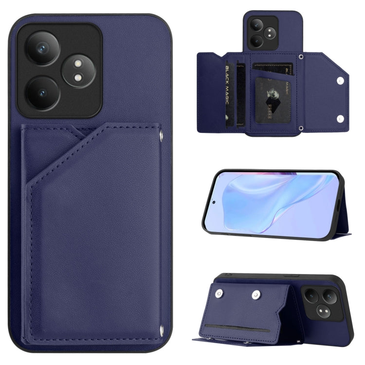 Skin Feel Four Card Slots Phone Case with Wrist Strap, For Realme 14, For Realme 14 Pro+, For Realme 14 Pro, For Realme 13 Pro / 13 Pro+ 5G, For Realme GT Neo6 SE, For Realme 12 Pro+ / 12 Pro, For Realme 12+ 5G / P1 5G