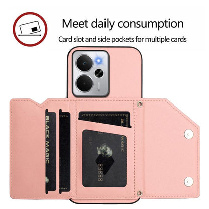 Skin Feel Four Card Slots Phone Case with Wrist Strap, For Realme 14, For Realme 14 Pro+, For Realme 14 Pro, For Realme 13 Pro / 13 Pro+ 5G, For Realme GT Neo6 SE, For Realme 12 Pro+ / 12 Pro, For Realme 12+ 5G / P1 5G