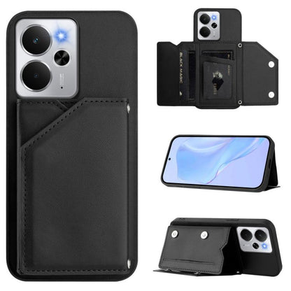 Skin Feel Four Card Slots Phone Case with Wrist Strap, For Realme 14, For Realme 14 Pro+, For Realme 14 Pro, For Realme 13 Pro / 13 Pro+ 5G, For Realme GT Neo6 SE, For Realme 12 Pro+ / 12 Pro, For Realme 12+ 5G / P1 5G