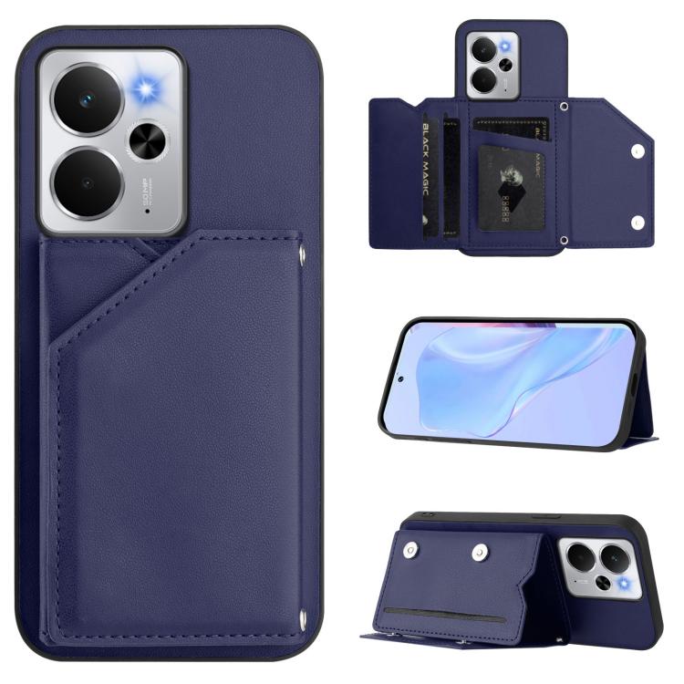 Skin Feel Four Card Slots Phone Case with Wrist Strap, For Realme 14, For Realme 14 Pro+, For Realme 14 Pro, For Realme 13 Pro / 13 Pro+ 5G, For Realme GT Neo6 SE, For Realme 12 Pro+ / 12 Pro, For Realme 12+ 5G / P1 5G