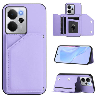Skin Feel Four Card Slots Phone Case with Wrist Strap, For Realme 14, For Realme 14 Pro+, For Realme 14 Pro, For Realme 13 Pro / 13 Pro+ 5G, For Realme GT Neo6 SE, For Realme 12 Pro+ / 12 Pro, For Realme 12+ 5G / P1 5G