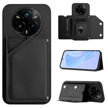 Skin Feel Four Card Slots Phone Case with Wrist Strap, For Realme 14, For Realme 14 Pro+, For Realme 14 Pro, For Realme 13 Pro / 13 Pro+ 5G, For Realme GT Neo6 SE, For Realme 12 Pro+ / 12 Pro, For Realme 12+ 5G / P1 5G