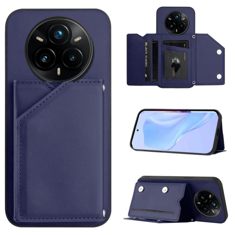Skin Feel Four Card Slots Phone Case with Wrist Strap, For Realme 14, For Realme 14 Pro+, For Realme 14 Pro, For Realme 13 Pro / 13 Pro+ 5G, For Realme GT Neo6 SE, For Realme 12 Pro+ / 12 Pro, For Realme 12+ 5G / P1 5G