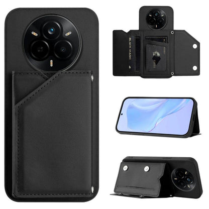 Skin Feel Four Card Slots Phone Case with Wrist Strap, For Realme 14, For Realme 14 Pro+, For Realme 14 Pro, For Realme 13 Pro / 13 Pro+ 5G, For Realme GT Neo6 SE, For Realme 12 Pro+ / 12 Pro, For Realme 12+ 5G / P1 5G