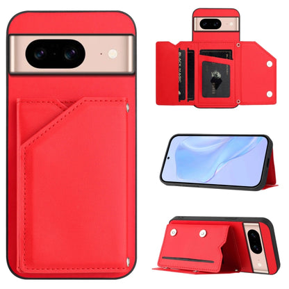 Skin Feel Four Card Slots Phone Case with Wrist Strap, For Google Pixel 10 Pro XL, For Google Pixel 10 / 10 Pro, For Google Pixel 9 Pro, For Google Pixel 9, For Google Pixel 8A, For Google Pixel 8 Pro, For Google Pixel 8
