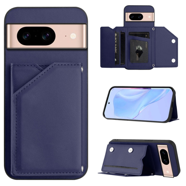 Skin Feel Four Card Slots Phone Case with Wrist Strap, For Google Pixel 10 Pro XL, For Google Pixel 10 / 10 Pro, For Google Pixel 9 Pro, For Google Pixel 9, For Google Pixel 8A, For Google Pixel 8 Pro, For Google Pixel 8