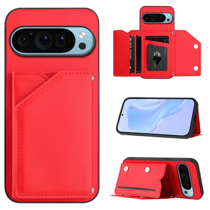 Skin Feel Four Card Slots Phone Case with Wrist Strap, For Google Pixel 10 Pro XL, For Google Pixel 10 / 10 Pro, For Google Pixel 9 Pro, For Google Pixel 9, For Google Pixel 8A, For Google Pixel 8 Pro, For Google Pixel 8