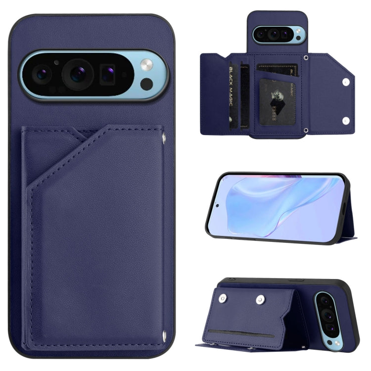 Skin Feel Four Card Slots Phone Case with Wrist Strap, For Google Pixel 10 Pro XL, For Google Pixel 10 / 10 Pro, For Google Pixel 9 Pro, For Google Pixel 9, For Google Pixel 8A, For Google Pixel 8 Pro, For Google Pixel 8