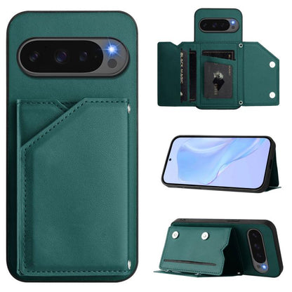 Skin Feel Four Card Slots Phone Case with Wrist Strap, For Google Pixel 10 Pro XL, For Google Pixel 10 / 10 Pro, For Google Pixel 9 Pro, For Google Pixel 9, For Google Pixel 8A, For Google Pixel 8 Pro, For Google Pixel 8