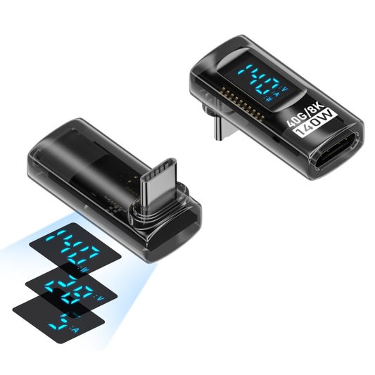 Adaptateur coudé stéréo PD 140W Type-C / USB-C vers Type-C / USB-C avec affichage numérique