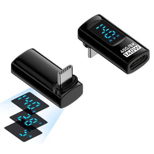 Adaptateur coudé stéréo PD 140W Type-C / USB-C vers Type-C / USB-C avec affichage numérique