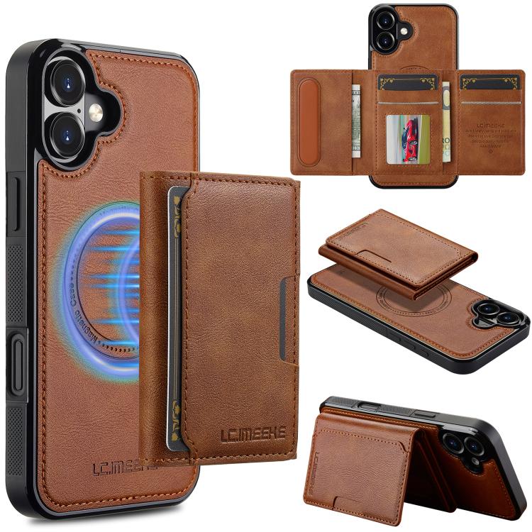 LC.IMEEKE L5 Series Detachable RFID Card Bag Magsafe Phone Case, For iPhone 17e / 16e, For iPhone 17 Pro Max, For iPhone 17 Pro, For iPhone 17, For iPhone Air, For iPhone 16 Pro Max, For iPhone 16 Pro, For iPhone 16 Plus, For iPhone 16                 ...