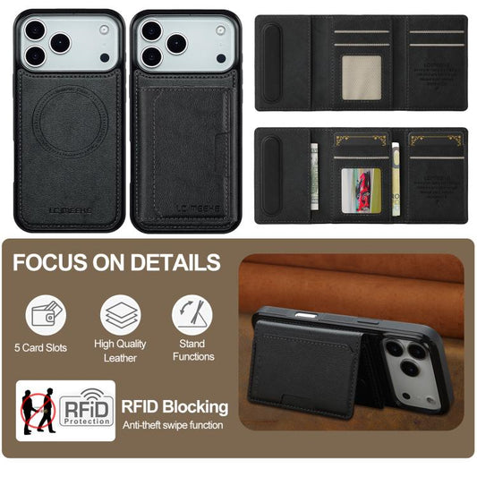 LC.IMEEKE L5 Serie abnehmbare RFID-Kartenhülle MagSafe Handyhülle, für iPhone 17e / 16e, für iPhone 17 Pro Max, für iPhone 17 Pro, für iPhone 17, für iPhone Air, für iPhone 16 Pro Max, für iPhone 16 Pro, für iPhone 16 Plus, für iPhone 16