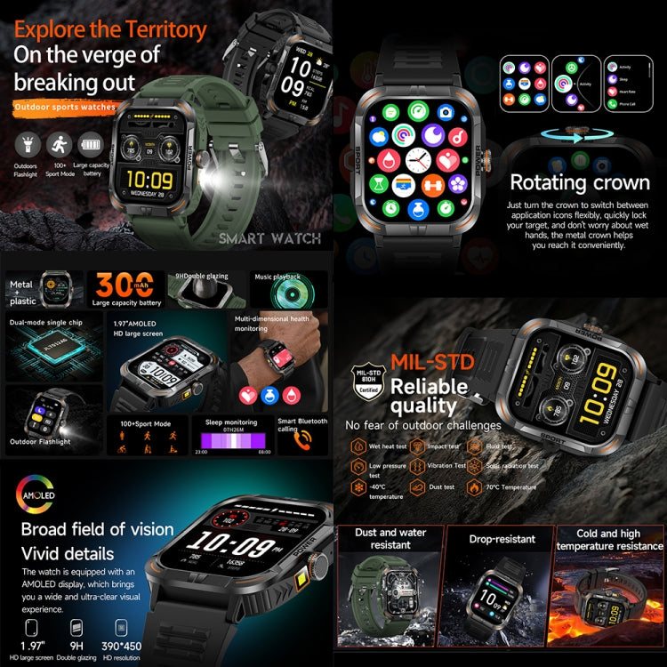 ZW69 1.97 inch AMOLED Outdoor Sports BT Call Smart Watch, Blood Oxygen / Heart Rate / Remote Photography / Sleep monitoring