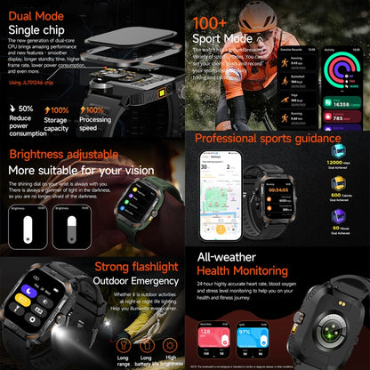 ZW69 1.97 inch AMOLED Outdoor Sports BT Call Smart Watch, Blood Oxygen / Heart Rate / Remote Photography / Sleep monitoring