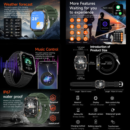 ZW69 1.97 inch AMOLED Outdoor Sports BT Call Smart Watch, Blood Oxygen / Heart Rate / Remote Photography / Sleep monitoring