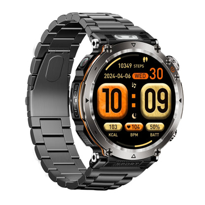 HT30 1.7 inch IP68 Waterproof Steel Band Smart Watch, Support Flashlight / Banknote Detector Light / Compass