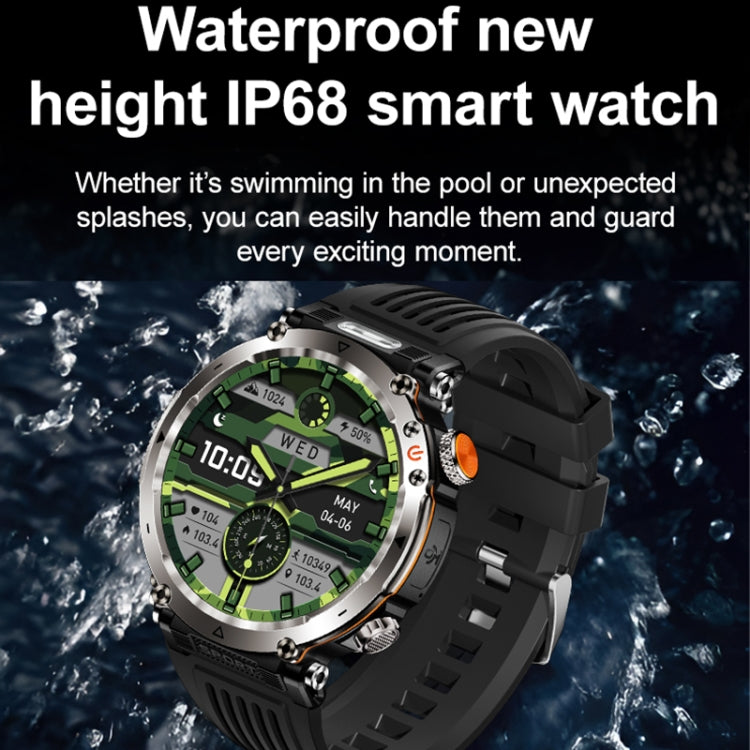 HT30 1.7 inch IP68 Waterproof Steel Band Smart Watch, Support Flashlight / Banknote Detector Light / Compass