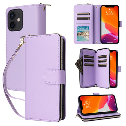 Nine-card Slots Zipper Wallet Bag Leather Phone Case, For iPhone 14 / 13, For iPhone 14 Pro, For iPhone 14 Pro Max, For iPhone 13 Pro Max, For iPhone 13 Pro, For iPhone 12 / 12 Pro, For iPhone 12 Pro Max