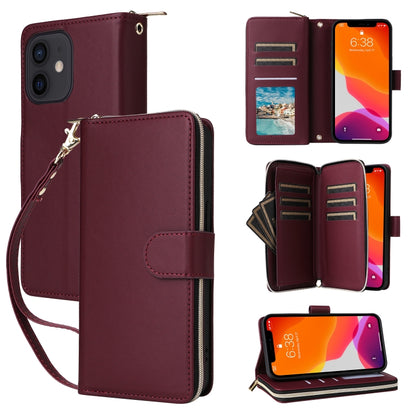 Nine-card Slots Zipper Wallet Bag Leather Phone Case, For iPhone 14 / 13, For iPhone 14 Pro, For iPhone 14 Pro Max, For iPhone 13 Pro Max, For iPhone 13 Pro, For iPhone 12 / 12 Pro, For iPhone 12 Pro Max