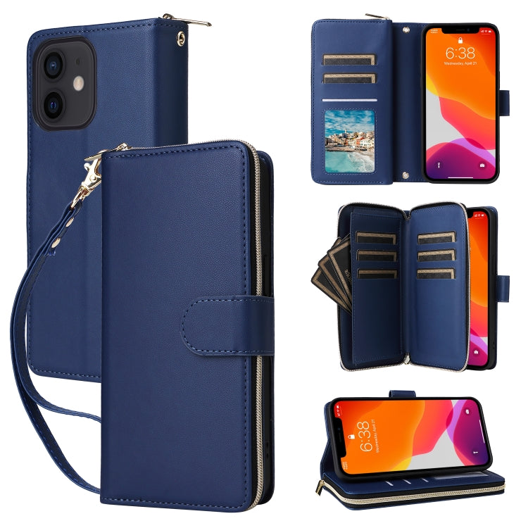 Nine-card Slots Zipper Wallet Bag Leather Phone Case, For iPhone 14 / 13, For iPhone 14 Pro, For iPhone 14 Pro Max, For iPhone 13 Pro Max, For iPhone 13 Pro, For iPhone 12 / 12 Pro, For iPhone 12 Pro Max