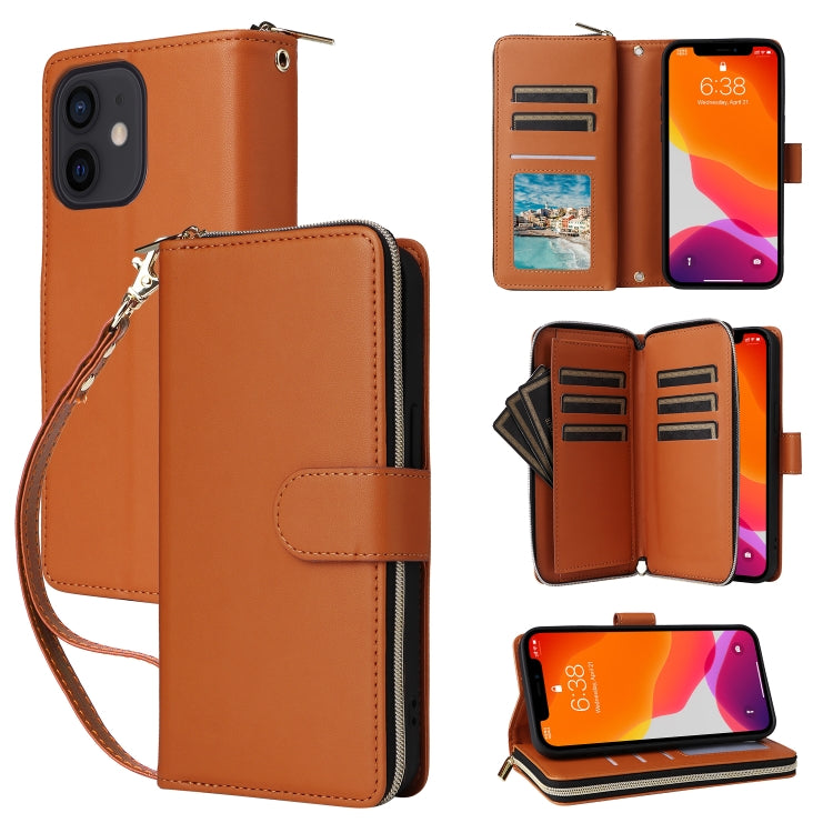Nine-card Slots Zipper Wallet Bag Leather Phone Case, For iPhone 14 / 13, For iPhone 14 Pro, For iPhone 14 Pro Max, For iPhone 13 Pro Max, For iPhone 13 Pro, For iPhone 12 / 12 Pro, For iPhone 12 Pro Max