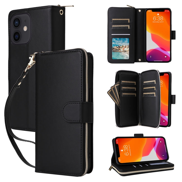 Nine-card Slots Zipper Wallet Bag Leather Phone Case, For iPhone 14 / 13, For iPhone 14 Pro, For iPhone 14 Pro Max, For iPhone 13 Pro Max, For iPhone 13 Pro, For iPhone 12 / 12 Pro, For iPhone 12 Pro Max