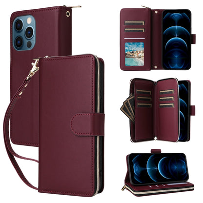 Nine-card Slots Zipper Wallet Bag Leather Phone Case, For iPhone 14 / 13, For iPhone 14 Pro, For iPhone 14 Pro Max, For iPhone 13 Pro Max, For iPhone 13 Pro, For iPhone 12 / 12 Pro, For iPhone 12 Pro Max