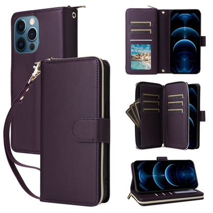 Nine-card Slots Zipper Wallet Bag Leather Phone Case, For iPhone 14 / 13, For iPhone 14 Pro, For iPhone 14 Pro Max, For iPhone 13 Pro Max, For iPhone 13 Pro, For iPhone 12 / 12 Pro, For iPhone 12 Pro Max
