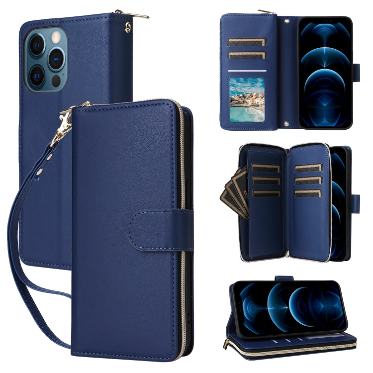 Nine-card Slots Zipper Wallet Bag Leather Phone Case, For iPhone 14 / 13, For iPhone 14 Pro, For iPhone 14 Pro Max, For iPhone 13 Pro Max, For iPhone 13 Pro, For iPhone 12 / 12 Pro, For iPhone 12 Pro Max