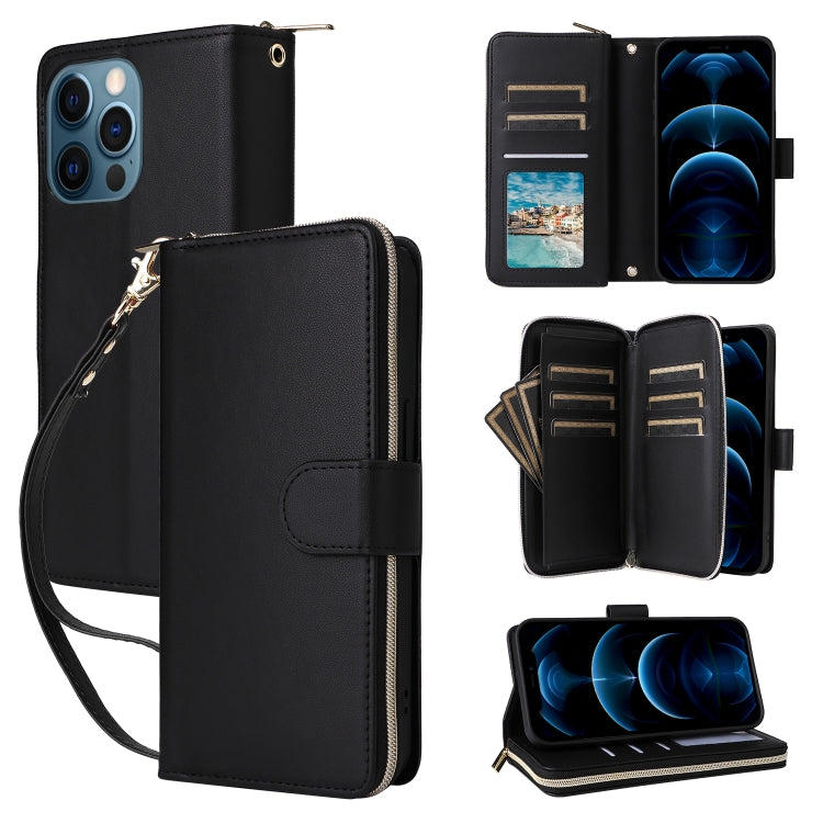 Nine-card Slots Zipper Wallet Bag Leather Phone Case, For iPhone 14 / 13, For iPhone 14 Pro, For iPhone 14 Pro Max, For iPhone 13 Pro Max, For iPhone 13 Pro, For iPhone 12 / 12 Pro, For iPhone 12 Pro Max