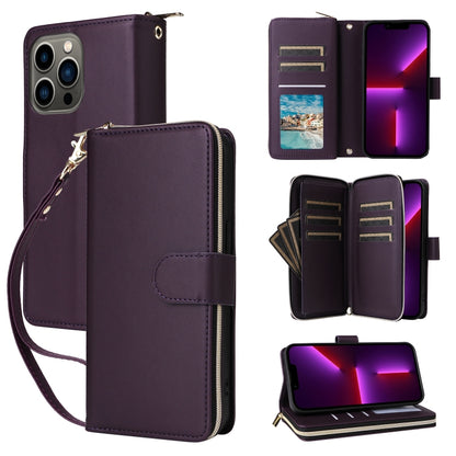 Nine-card Slots Zipper Wallet Bag Leather Phone Case, For iPhone 14 / 13, For iPhone 14 Pro, For iPhone 14 Pro Max, For iPhone 13 Pro Max, For iPhone 13 Pro, For iPhone 12 / 12 Pro, For iPhone 12 Pro Max