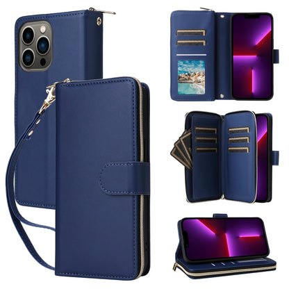 Nine-card Slots Zipper Wallet Bag Leather Phone Case, For iPhone 14 / 13, For iPhone 14 Pro, For iPhone 14 Pro Max, For iPhone 13 Pro Max, For iPhone 13 Pro, For iPhone 12 / 12 Pro, For iPhone 12 Pro Max